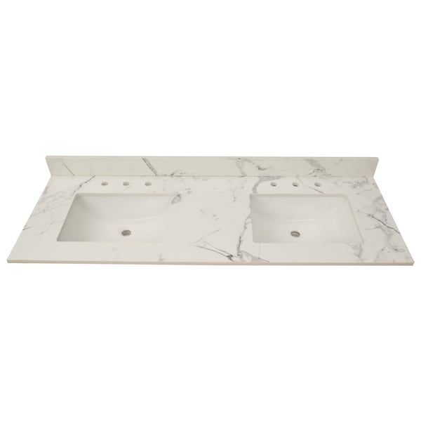 Msi Calacatta Nowy 61"x22" Double Bowl Engineered Marble Vanity Top ZOR-DBVANS-6122-0001 - main